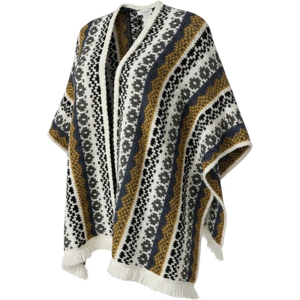 Cocogio Made in Italy Wool Blend  Boho Open Front Sweater Cape OS‎ Cottagecore